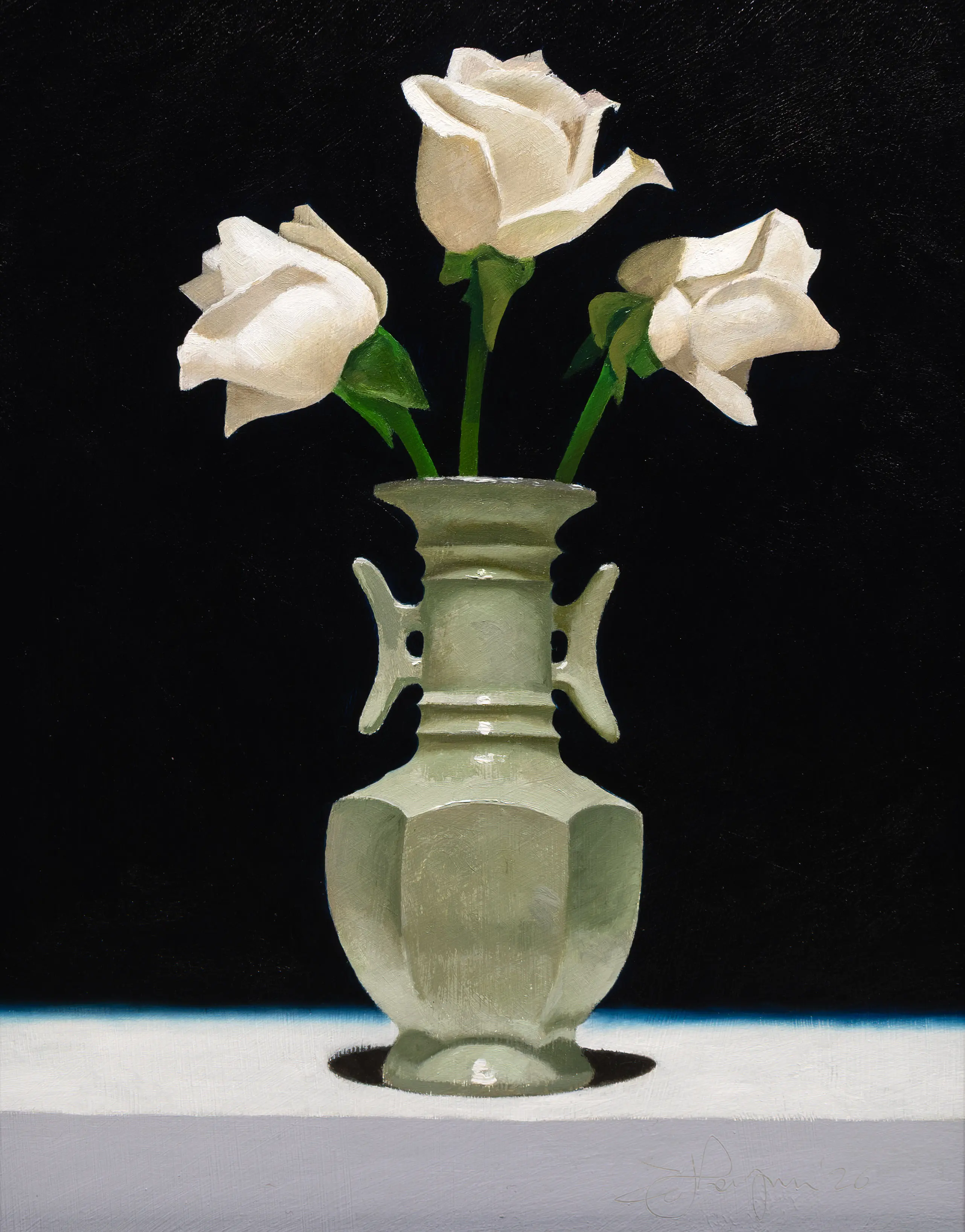 Roses in a Chinese Celadon Vase