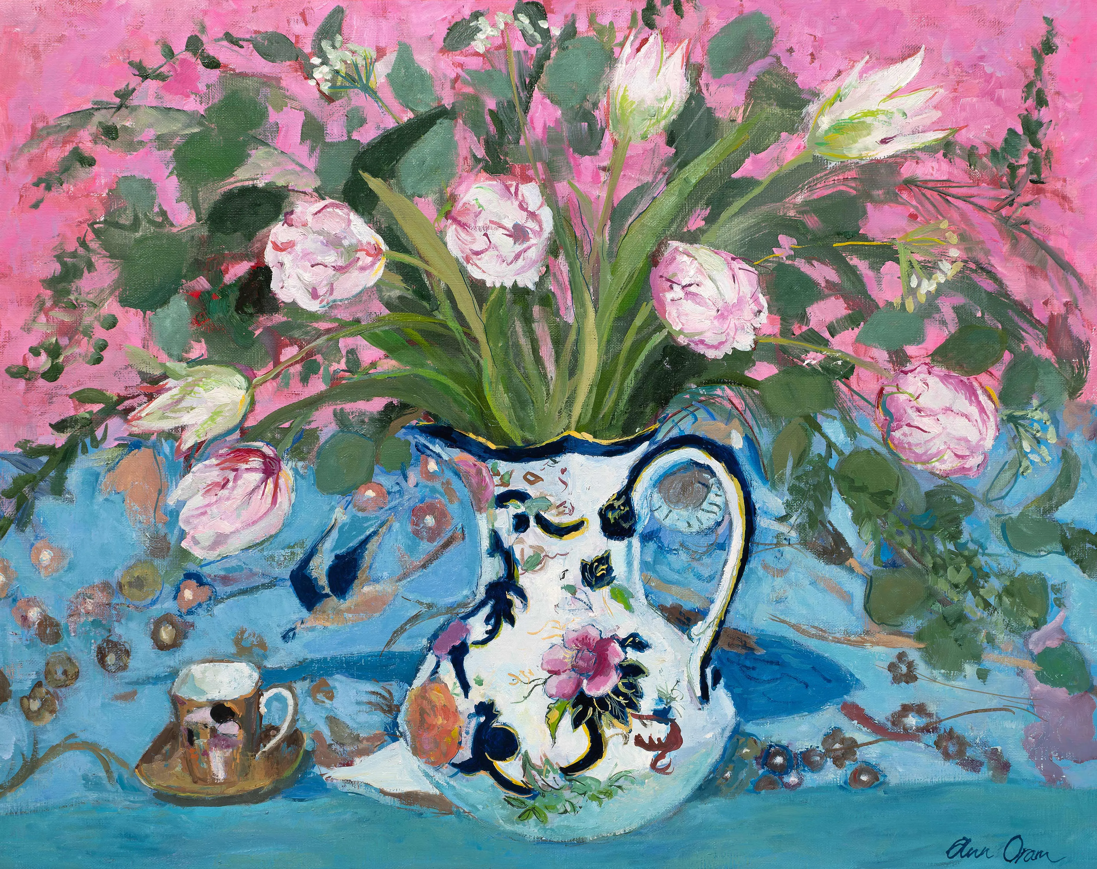 Tulips in an Ironstone Jug